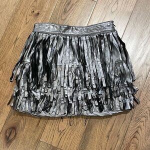 All Saints Silver Fringe Mini Skirt